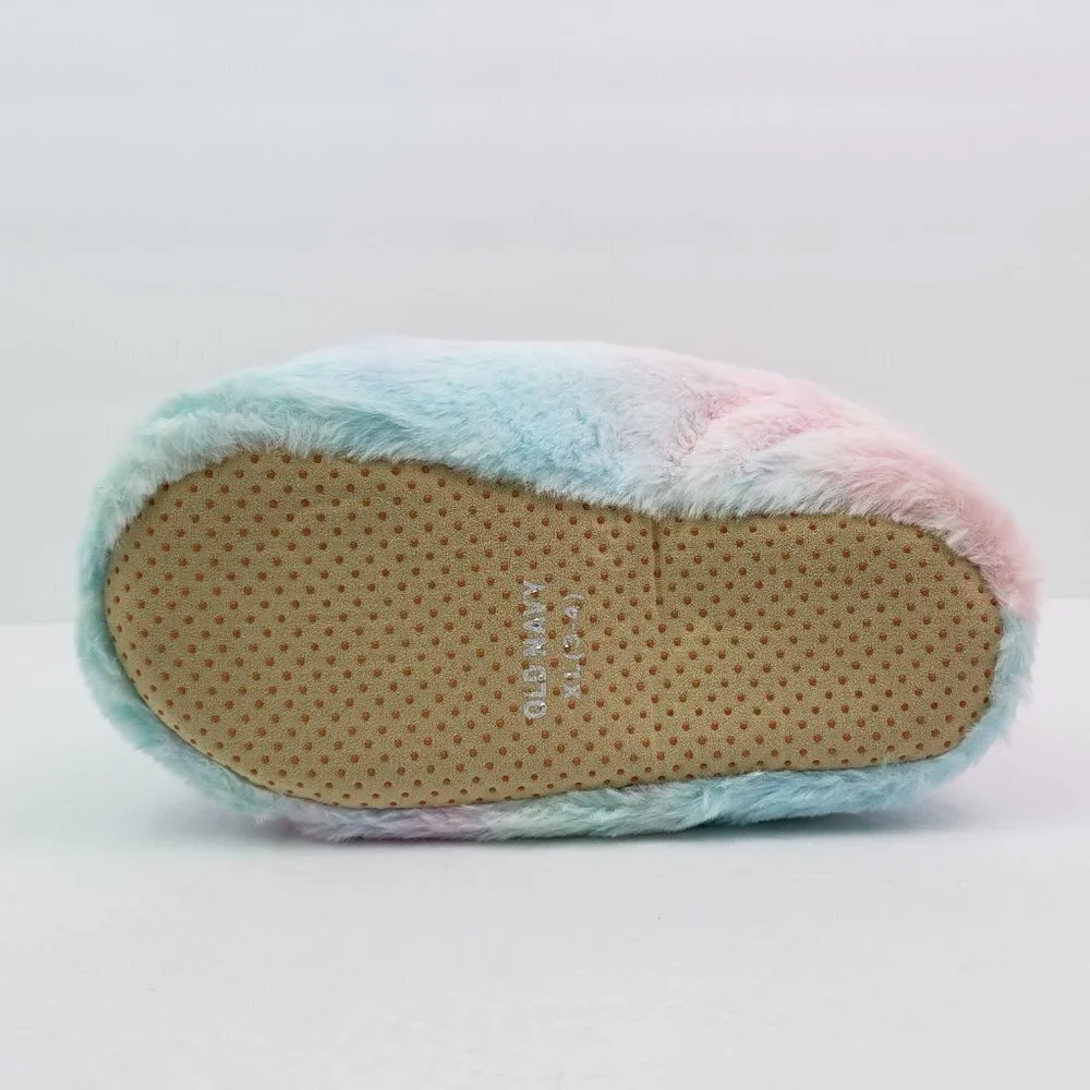 NEW Old Navy Girls Size XL 3-4 Critter Smile Slip On Fuzzy Comfort Slippers